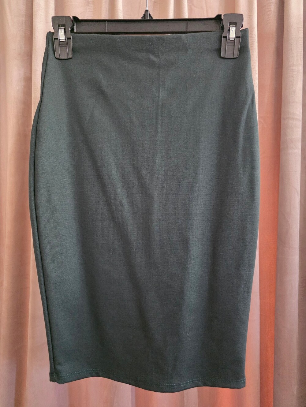 Chocolate Olive Green Pull On Stretch Pencil Midi Skirt Size S